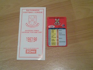 2 lincoln city fixture list 1997/98 and 2010/11 seasons for sale on Ebay