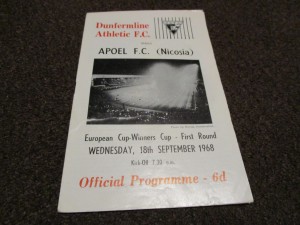 DUNFERMLINE ATHLETIC  (scotland)  v  APOEL  (nicosia)  CYPRUS  1968/9  ECWC for sale on Ebay