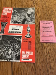 LIVERPOOL v Manchester United, 3 May 1977, Division One program and stub Gold   for sale on Ebay