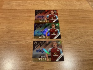 BURNLEY CHRIS WOOD AUTOGRAPH CARDS X3 TWO NUMBERED ( DIFFERENT COLOURS) for sale on Ebay