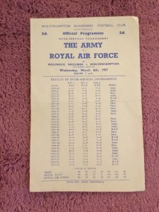 1956/57 THE ARMY v ROYAL AIR FORCE-AT THE WOLVES-DUNCAN EDWARDS IN LINE UP for sale on Ebay