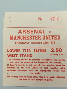 Arsenal V Man United 1979 ticket for sale on Ebay