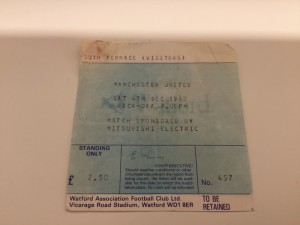 VERY RARE TICKET STUB WATFORD V MANCHESTER UNITED 1982/83  for sale on Ebay
