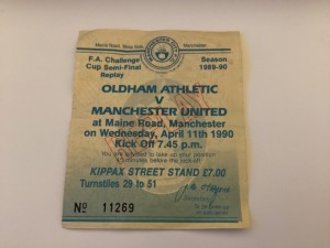 RARE TICKET STUB OLDHAM ATHLETIC V MANCHESTER UNITED FA CUP REPLAY 1990 for sale on Ebay
