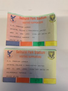 1992/93 - Crystal Palace v Manchester United - 21/04/1993 - Ticket Stub x 2 for sale on Ebay