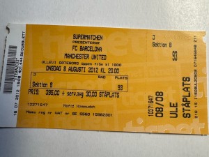 Barcelona v Manchester United friendly Gothenburg 2012 ticket for sale on Ebay
