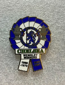 Chelsea Fc “ Wembley Winners 69/70-96/97”  Rosette enamel  Badge. for sale on Ebay