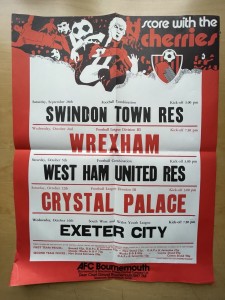C 1974 AFC Bournemouth Match Poster Wrexham Crystal Palace West Ham United. for sale on Ebay
