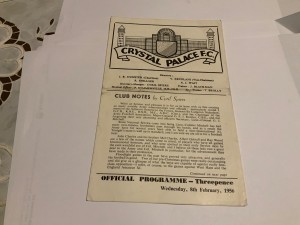 Crystal Palace v ArmyXI friendly 8.2.1956 for sale on Ebay
