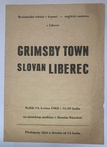 Slovan Liberec v Grimsby Town  Friendly May 1962 for sale on Ebay