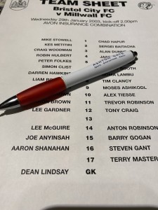 29-01-03. Bristol City V Millwall Reserves for sale on Ebay