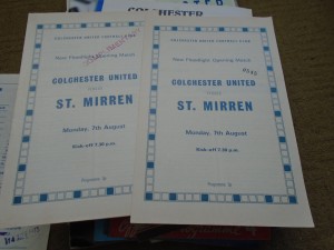 COLCHESTER UNITED V ST MIRREN 1972 NEW FLOODLIGHT OPENING MATCH X 2 ISSUES for sale on Ebay