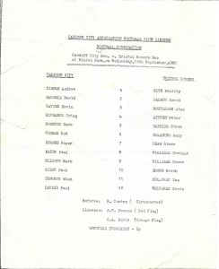 1980/81 CARDIFF CITY RESERVES v BRISTOL ROVERS RESERVES  Football Combination for sale on Ebay