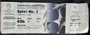 VfB Stuttgart v Manchester United ticket stub UCL INTACT STUB 1st October 2003 for sale on Ebay