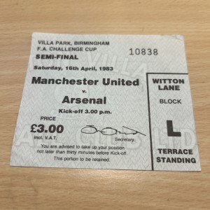 TICKET  1983 FA cup Semi Final Arsenal v Manchester United - Grey for sale on Ebay