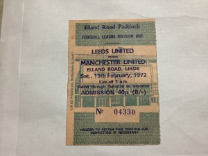 TICKET STUB Leeds United v MANCHESTER UNITED 1971/2 season for sale on Ebay