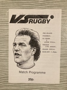 VS Rugby v Aston Villa - Friendly - 1985/86 for sale on Ebay