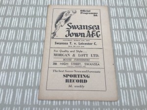 Swansea Town v Leicester City 1950/51 Division 2 - 17th March 1951 for sale on Ebay