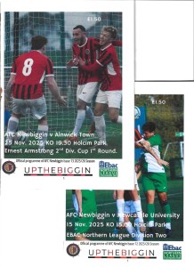 25/26 NEWBIGGIN V ALNWICK /NEWCASTLE UNI (CUP/LEAGUE)(FIRST EVER) for sale on Ebay