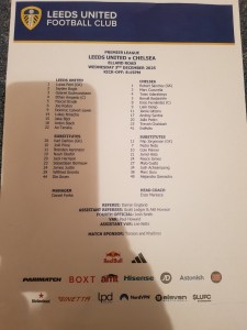 Leeds United v Chelsea official Teamsheet 3.12.25 for sale on Ebay