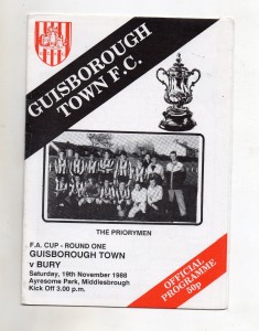 GUISBOROUGH TOWN V BURY NOVEMBER 19 1988 PROGRAMME for sale on Ebay