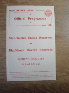 1958/59 MANCHESTER UNITED RESERVES v BLACKBURN ROVERS RESERVES for sale on Ebay