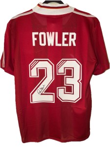 Robbie FOWLER signed Liverpool 95/96 Home Shirt **COA - Printing error for sale on Ebay