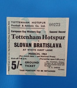 Tottenham V Slovan Bratislava Ticket Cup Winners Cup 1962/63 for sale on Ebay
