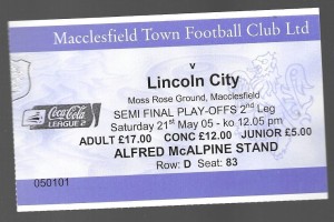 TICKET - MACCLESFIELD TOWN v LINCOLN CITY -  2005 PLAY-OFF SEMI-FINAL for sale on Ebay