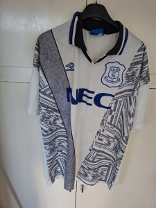 EVERTON 1994/1995 AWAY FOOTBALL SHIRT UMBRO VINTAGE JERSEY SIZE XL ADULT for sale on Ebay