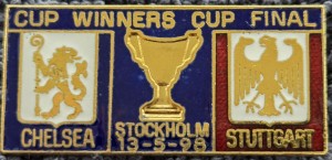 CHELSEA FC BADGE - CHELSEA 1998 CUP WINNERS CUP MATCH BADGE  for sale on Ebay