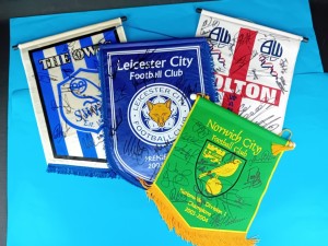 Bolton Wanderers Leicester City Sheffield Wednesday Norwich City Signed Pennants for sale on Ebay