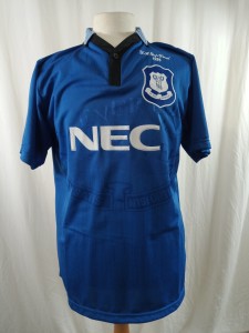 Score Draw Official Retro Mens Everton 1995 FA Cup Final Home Jersey Size L Blue for sale on Ebay