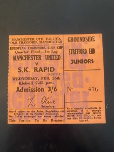 1968-69 European Cup Quarter-Final 1st leg ticket Manchester United v SK Rapid for sale on Ebay