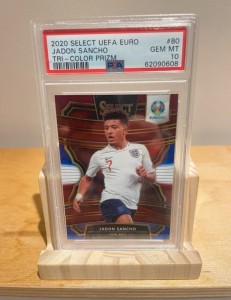 Jadon Sancho (England/ Aston Villa) Tri-Color Prizm, Euro 2020, PSA 10 Slab for sale on Ebay