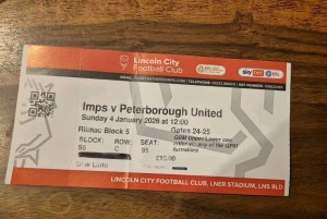 Lincoln City v Peterborough United League 1 played on 04/01/2026 - used ticket. for sale on Ebay