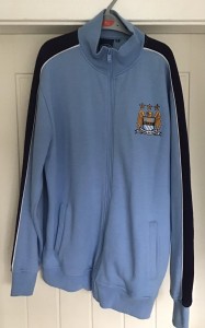 Manchester City Fleece Jacket Sky Blue & Navy Trim  Size Medium for sale on Ebay