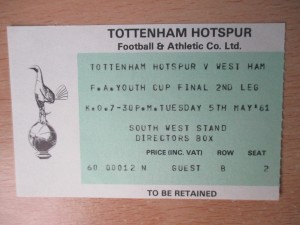 Tottenham Hotspur v West Ham United 1981 FA Youth Cup Final used ticket rare vgc for sale on Ebay