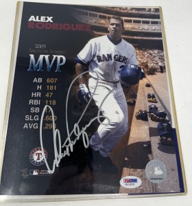 Alex Rodriguez Texas Rangers 2003 MVP Signed Photo PSA DNA G11003 for sale on Ebay