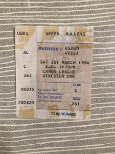Everton v Aston Villa - Div 1 - TICKET - 1985/86 for sale on Ebay