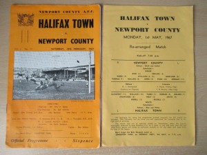 Newport County v Halifax Town 1967 Div Four postponed prog Feb & May insert rare for sale on Ebay