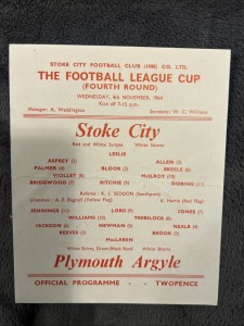 4/11/1964 Stoke City v Plymouth Argyle League Cup Rare for sale on Ebay