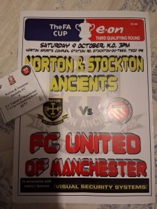 2010/2011 Norton and Stockton v FC United of Manchester prog & ticket FA Cup  for sale on Ebay