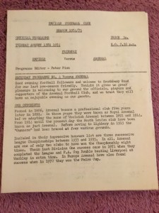 1974/75 ENFIELD v ARSENAL - FRIENDLY - FOOTBALL PROGRAMME for sale on Ebay