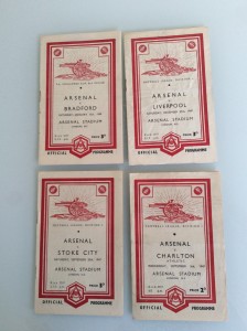 4 ARSENAL HOMES FROM 1947-1948 BRADFORD, LIVERPOOL, STOKE, CHARLTON LEAGUE, CUP for sale on Ebay