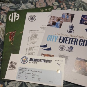 Man City V West Ham Utd  20/12/25 Programme, 2 different  Team Sheets  Ticket for sale on Ebay