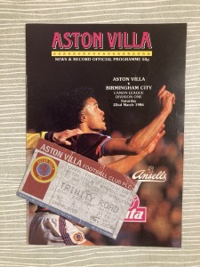 Aston Villa v Birmingham City - Div 1 - with TICKET - 1985/86 for sale on Ebay