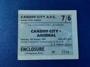 Cardiff City vs Arsenal Ticket 1969 FA Cup for sale on Ebay