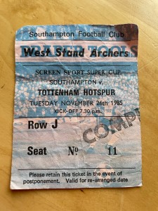 Nov 26th 1985 Southampton Tottenham Hotspur Screen Sport Super Cup Ticket Spurs. for sale on Ebay