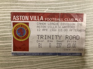 Aston Villa v Watford - Div 1 - TICKET - 1985/86 for sale on Ebay